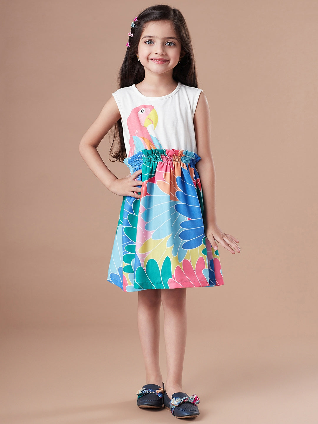 Printed A-Line Dress (d-multiparrot)