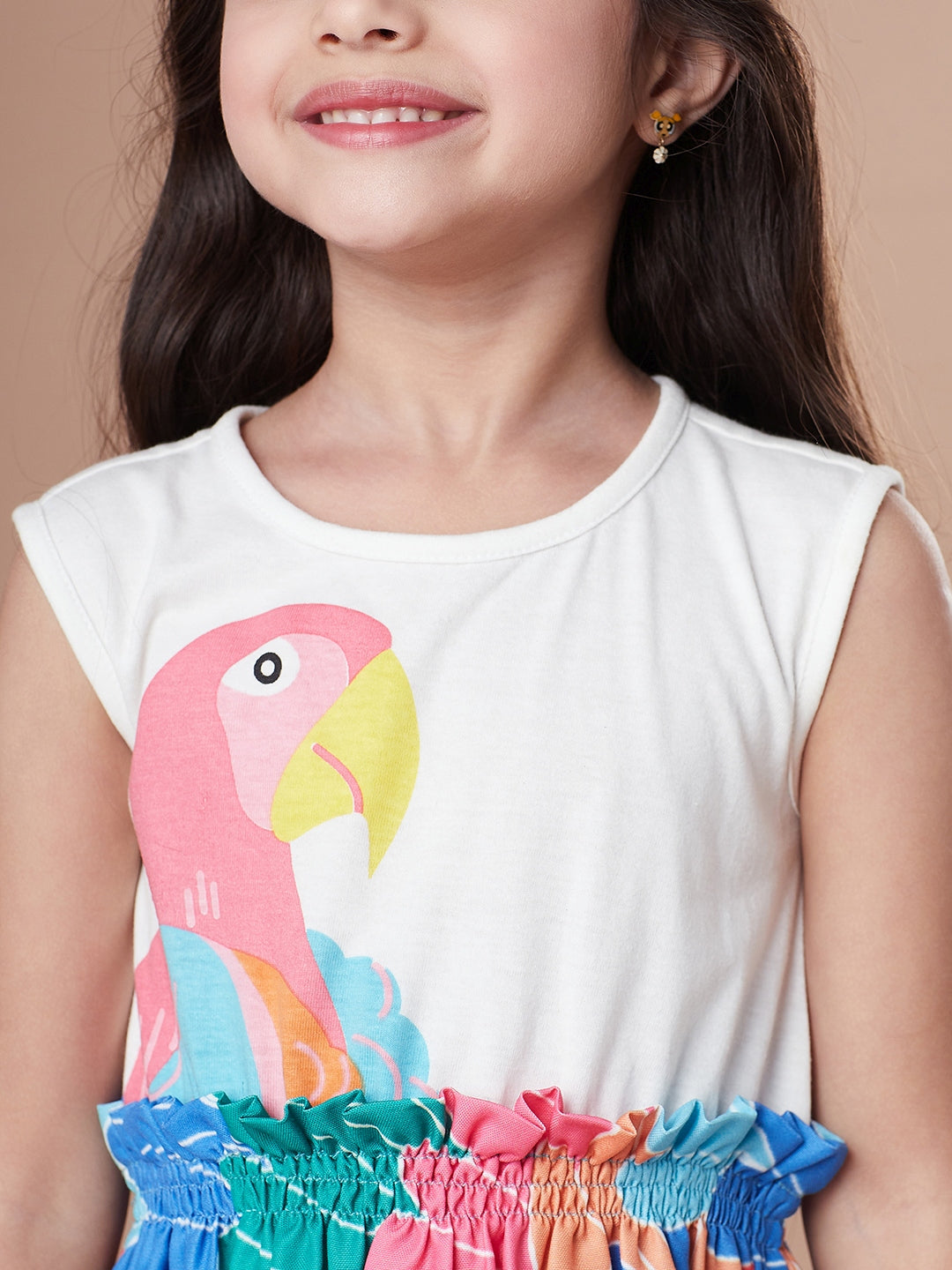 Printed A-Line Dress (d-multiparrot)