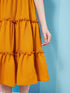 Girl's Self Design Shoulder Strap Crepe Fit Flare Midi Yellow Dress Stylish & Comfortable (d-mustard)