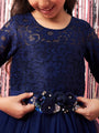 Girls Embellished Applique Fit & Flare Maxi Dress (d-navygown)