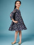 Girls Ethnic Motifs Printed Georgette A-Line Dress (d-navylurex)
