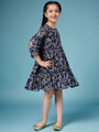 Girls Ethnic Motifs Printed Georgette A-Line Dress (d-navylurex)
