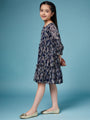 Girls Ethnic Motifs Printed Georgette A-Line Dress (d-navylurex)