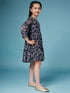 Girls Ethnic Motifs Printed Georgette A-Line Dress (d-navylurex)