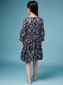 Girls Ethnic Motifs Printed Georgette A-Line Dress (d-navylurex)