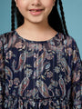 Girls Ethnic Motifs Printed Georgette A-Line Dress (d-navylurex)