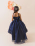 Girls Navy blue solid fit & flare dress Shoulder straps Sleeveless Maxi Party wear Dress (D-NAVYORGANZA)
