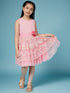 Girls Self Design fit & flare Georgette Dress Round neck Sleeveless Party wear Dress (d-nudepink)