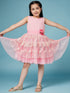 Girls Self Design fit & flare Georgette Dress Round neck Sleeveless Party wear Dress (d-nudepink)