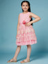 Girls Self Design fit & flare Georgette Dress Round neck Sleeveless Party wear Dress (d-nudepink)