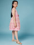 Girls Self Design fit & flare Georgette Dress Round neck Sleeveless Party wear Dress (d-nudepink)