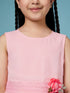 Girls Self Design fit & flare Georgette Dress Round neck Sleeveless Party wear Dress (d-nudepink)