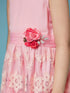 Girls Self Design fit & flare Georgette Dress Round neck Sleeveless Party wear Dress (d-nudepink)