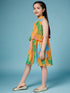 Girls Tie and Dye Georgette A-Line Dress (d-orange)