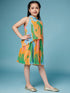 Girls Tie and Dye Georgette A-Line Dress (d-orange)