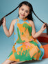 Girls Tie and Dye Georgette A-Line Dress (d-orange)