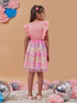 Girl's Conversational Printed Net Fit & Flare Orange Dress Fun & Stylish for Every Occasion (d-peachbutterfly)