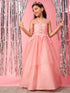 Girls Embellished Applique Fit & Flare Maxi Dress (d-peachdew)