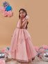 Peach-coloured solid maxi dress Halter Neck Sleeveless Party Wear Dress (d-peachgown)