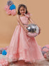 Peach-coloured solid maxi dress Halter Neck Sleeveless Party Wear Dress (d-peachgown)