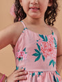 Girl's Floral Printed Layered Detailed Maxi Dress Orange Color Perfect For Every Occasion (d-peachlong)