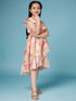 Girls Floral One Shoulder flutter sleeve Georgette Casual Dress (d-peachlu)