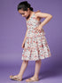 Girls Floral Crepe Shoulder straps Sleeveless Knee length Casual Dress (d-peamulti)