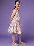 Girls Floral Crepe Shoulder straps Sleeveless Knee length Casual Dress (d-peamulti)