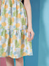 Girl's Floral Print Square Neck Flutter Sleeves Fit & Flare Dress Perfect for Casual Wear Stylish & Trendy (d-pineaplle)