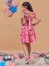 Girl's Floral Print Shoulder Strap Crepe Fit & Flare Dress Pink Color Stylish & Comfortable Wear (d-pinfloral)