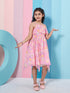 Girl's Sleeveless Floral Print Empire Pink Dress with Shoulder Straps Effortlessly Stylish Statement Piece (d-pinkchiffon)