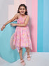 Girl's Sleeveless Floral Print Empire Pink Dress with Shoulder Straps Effortlessly Stylish Statement Piece (d-pinkchiffon)