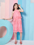 Girl's Round Neck A-Line Midi Pink Dress Styley Fashionable Causal wear for Every Occasion (d-pinkpleat)