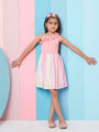 Girl's Sleeveless Striped Woollen Fit Flare Pink Dress with Shoulder Straps Trendy Style for Any Occasion (d-pinkstripe)