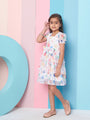 Girl's Geometric Printed Layered Fit Flare Dress Black Color Trendy Outfit for Every Occasion (d-polkaorganza)