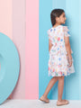Girl's Geometric Printed Layered Fit Flare Dress Black Color Trendy Outfit for Every Occasion (d-polkaorganza)