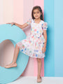 Girl's Geometric Printed Layered Fit Flare Dress Black Color Trendy Outfit for Every Occasion (d-polkaorganza)