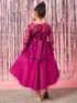 Girls Purple floral embroidered fit & flare dressRound neck regular sleeve Party Wear Dress (d-purasy)