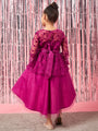 Girls Purple floral embroidered fit & flare dressRound neck regular sleeve Party Wear Dress (d-purasy)