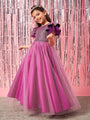 Girls Embellished Gathered Fit & Flare Maxi Dress (d-purpledew)