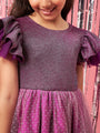 Girls Embellished Gathered Fit & Flare Maxi Dress (d-purpledew)
