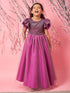 Girls Embellished Gathered Fit & Flare Maxi Dress (d-purpledew)