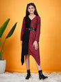 Girls Checked V-neck Cotton A-Line Dress (d-redasy)