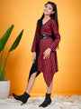 Girls Checked V-neck Cotton A-Line Dress (d-redasy)