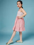 Girls Red and white striped fit & flare dress Shoulder straps Sleeveless Casual Wear Dress (d-redwhite)