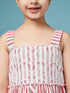 Girls Red and white striped fit & flare dress Shoulder straps Sleeveless Casual Wear Dress (d-redwhite)