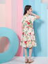 Girl's Floral Printed Flared Sleeves Tiered Fit & Flare Dress Casual Wear Stylish & Trendy Choice (d-rosepeach)