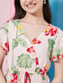 Girl's Floral Printed Flared Sleeves Tiered Fit & Flare Dress Casual Wear Stylish & Trendy Choice (d-rosepeach)