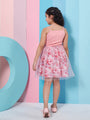 Girl's Floral Printed Woollen Fit Flare Pink Dress Effortlessly Stylish and Cozy for Trendy Teens (d-rosesdigi)