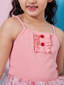 Girl's Floral Printed Woollen Fit Flare Pink Dress Effortlessly Stylish and Cozy for Trendy Teens (d-rosesdigi)